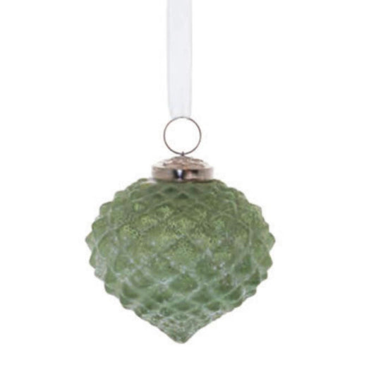5" Green Frosted Onion Glass Ornament