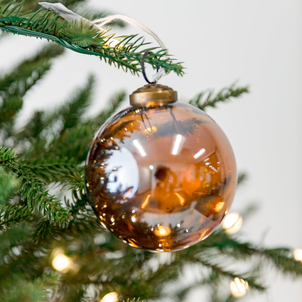 3" Clear Rust Gold Ball Small Glass Ornament