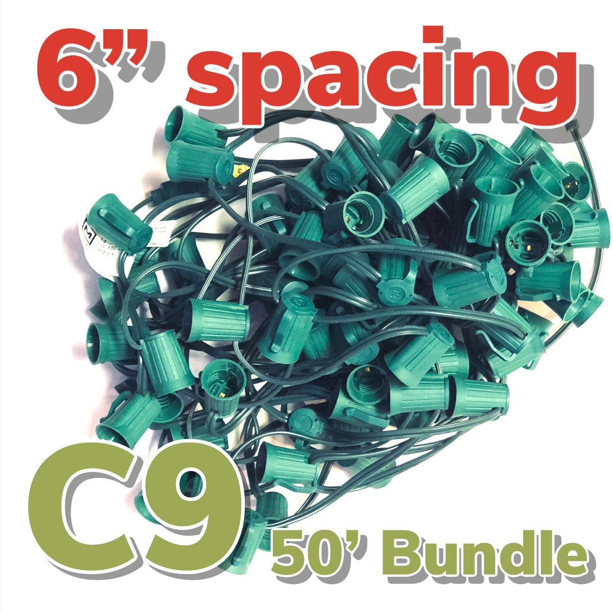 6" Spacing 50' Long C9 Cord
