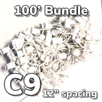 12" Spacing 100' Long C9 Cord
