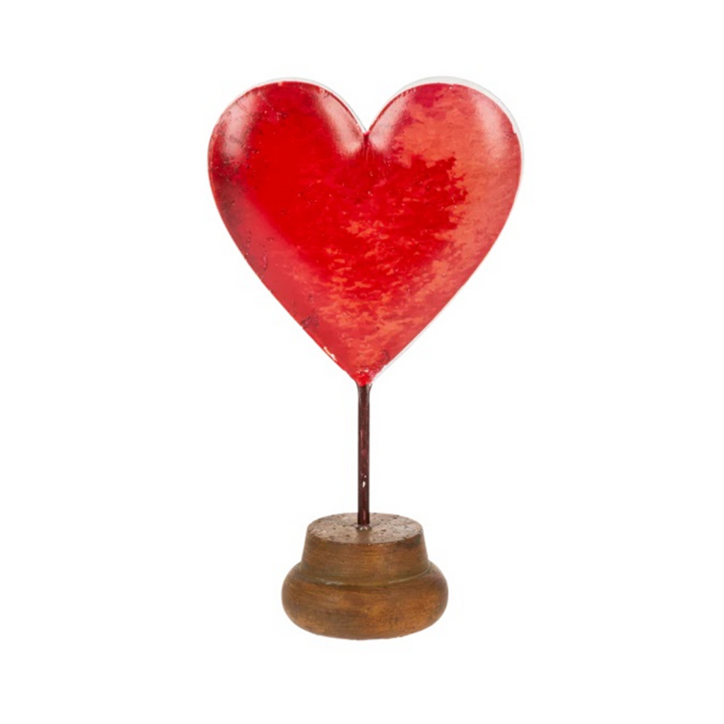 Heart Valentine Metal Sign On Stand Assorted