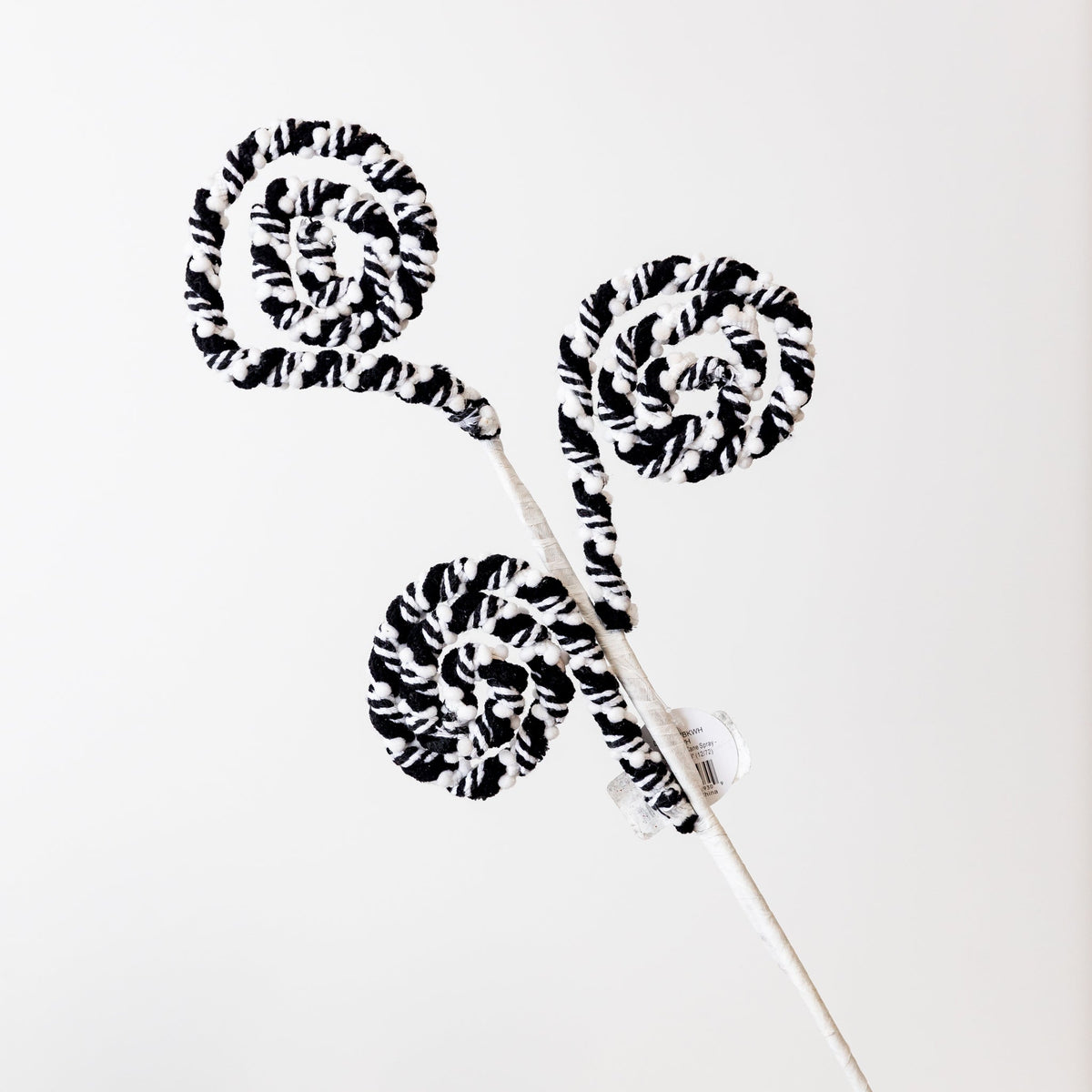 29" Black White Candy Cane Chenille Spray