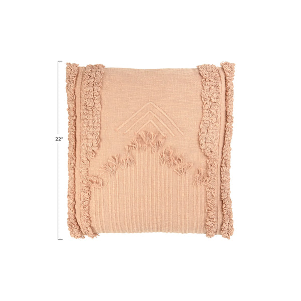 Pillow W/Fringe Pink 22"