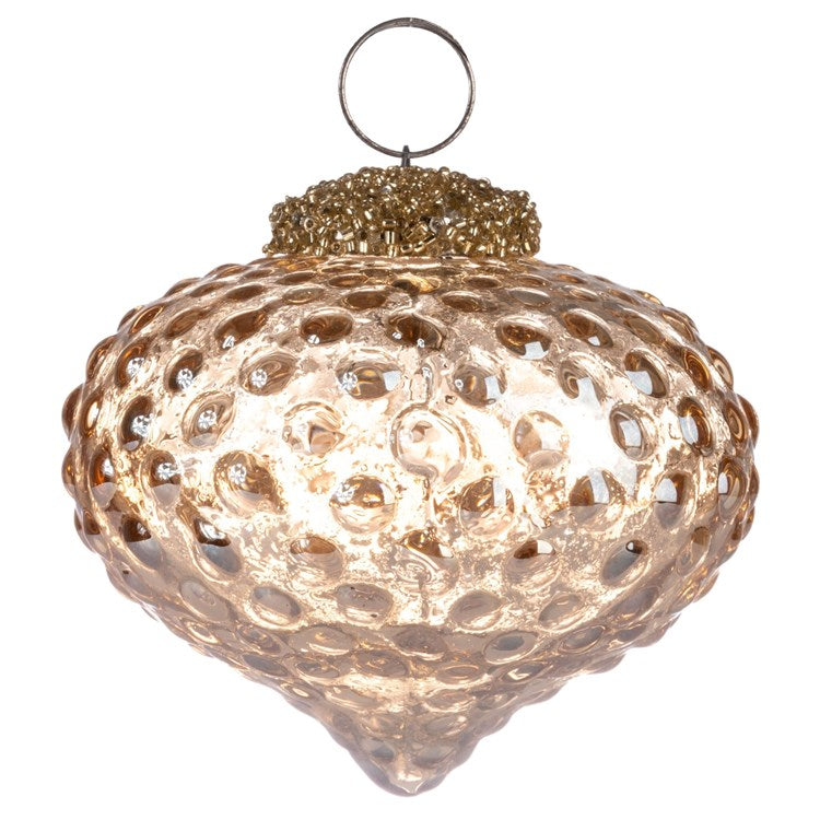 4" Champagne Kismet Hobnail Glass Ornament