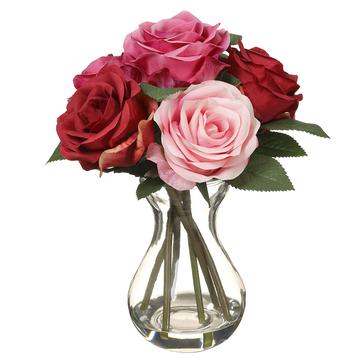 10" Red Pink Rose Arrangement In Vase