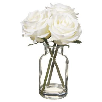 8" White Rose Arrangement In Vase