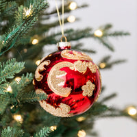 Beaded Gold Red Finial Glass Ornament Assorted