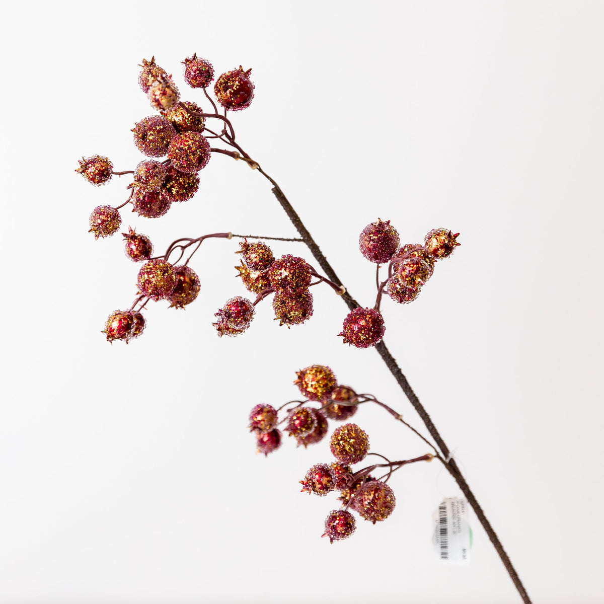 30" Red Pomegranate Beaded Antique Stem