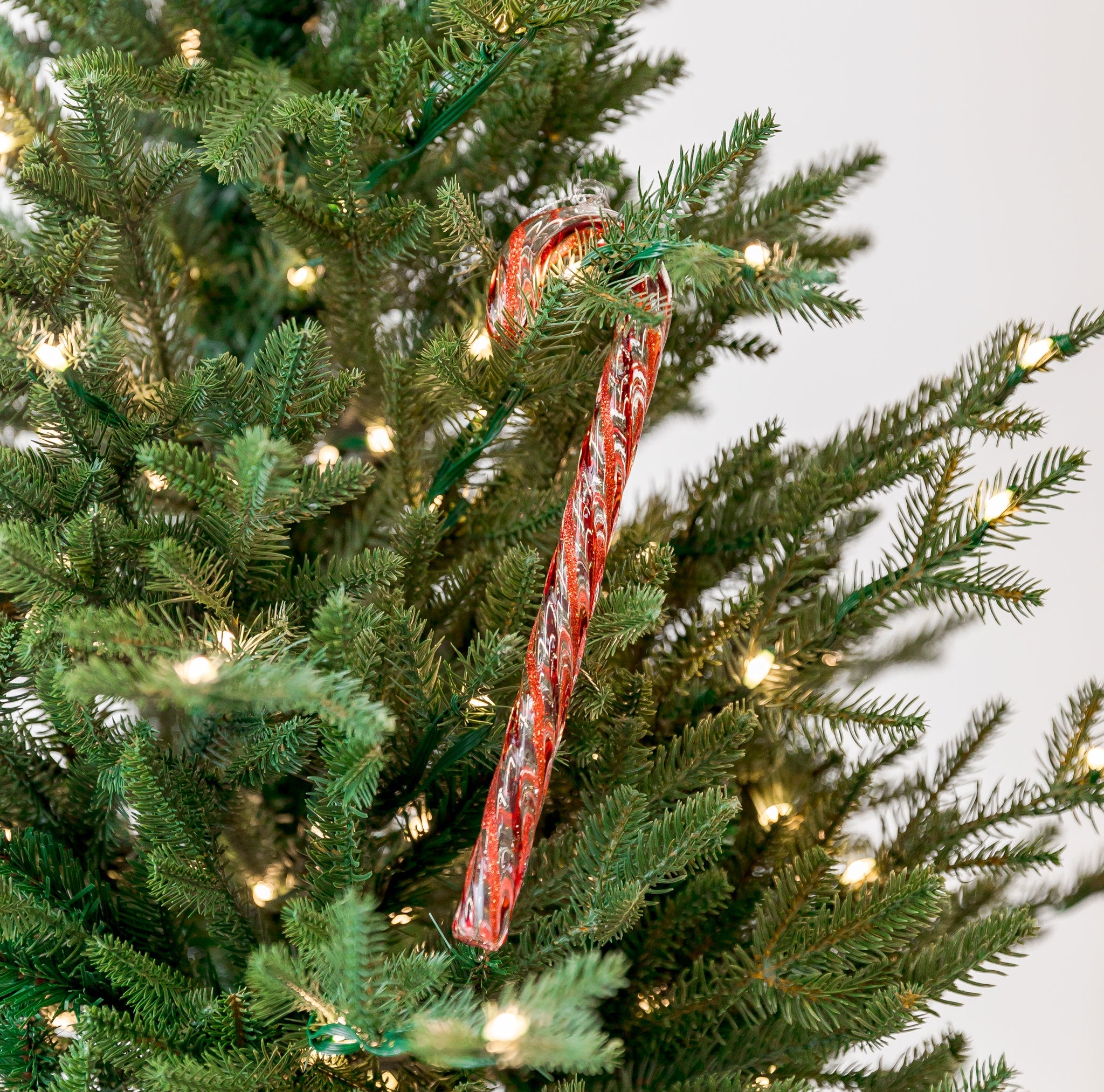 Modern Display Candycane Glass Ornament
