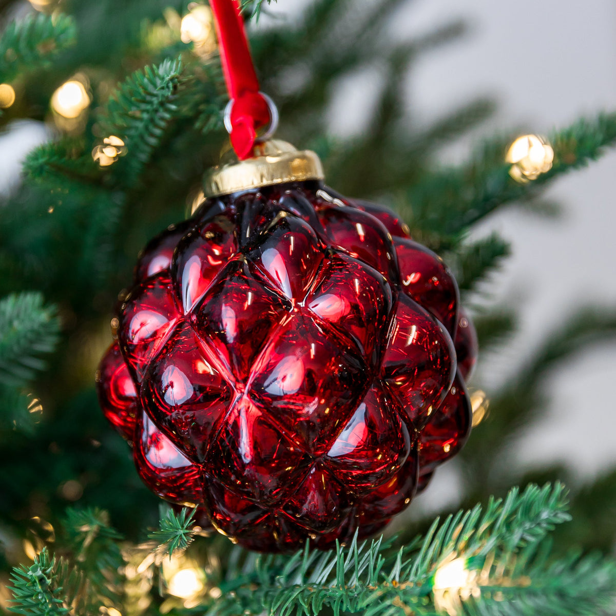 4" Burgundy Red Bubble Glass Ornament