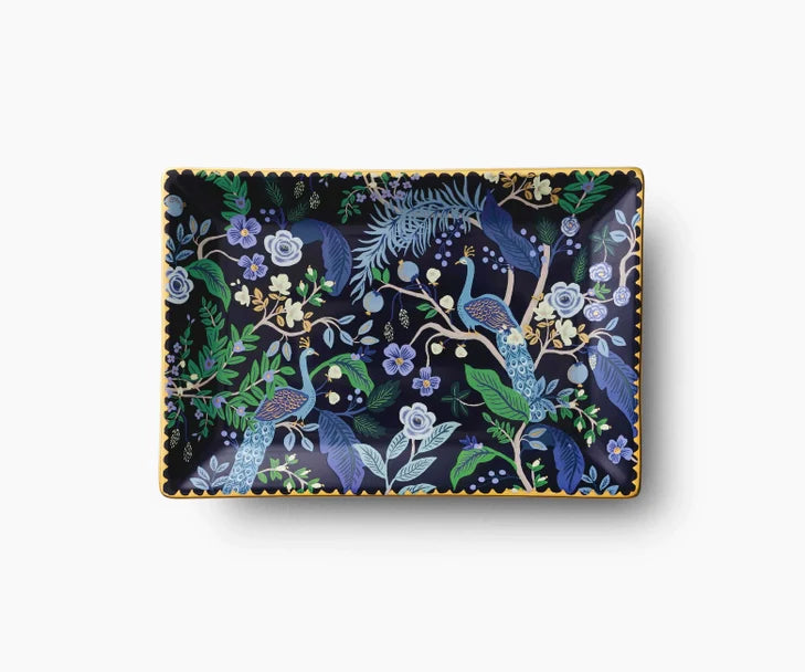 Peacock Catchall Porcelain Tray