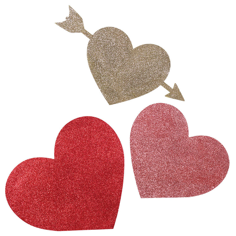 Valentine Glittered Standing Hearts set of 3