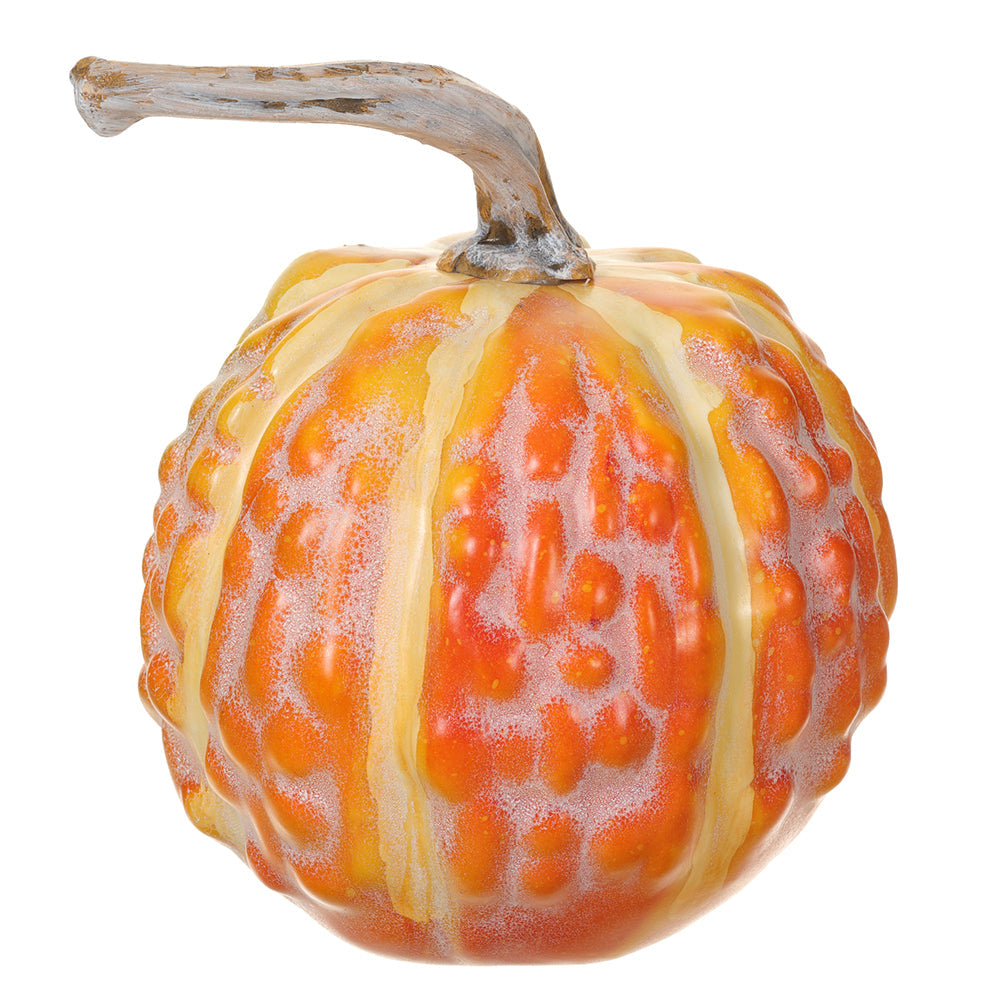 8" Yellow/Green Textured Pumpkin