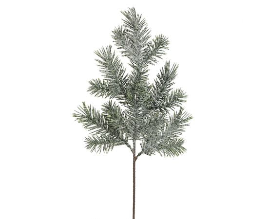 16" Artificial Iced Pine Stem -Green/Ice