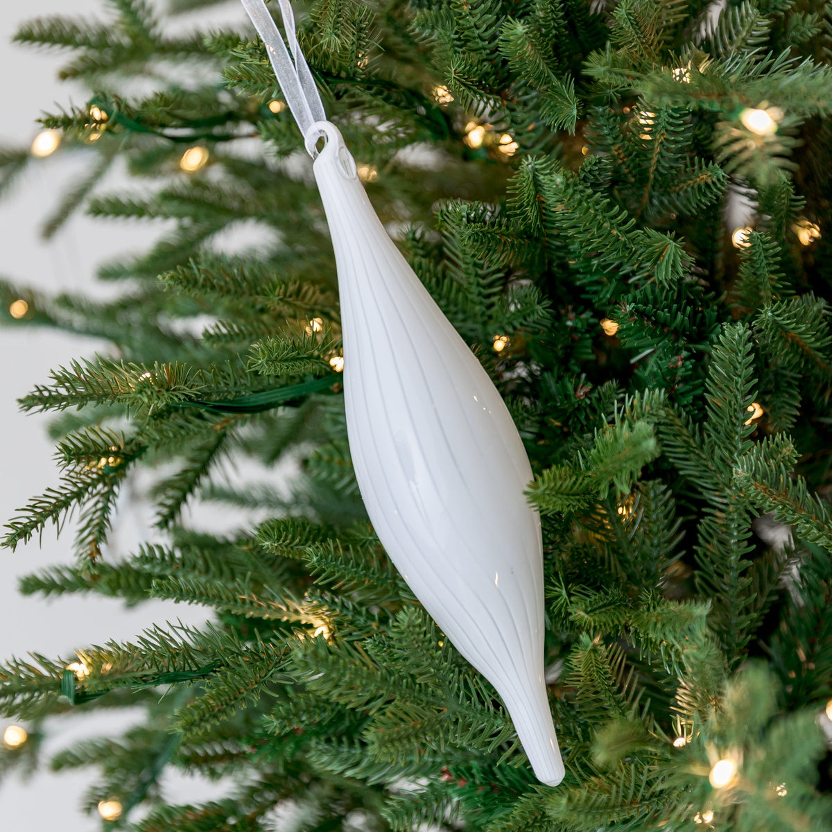 Snowy White Finial Glass Ornament
