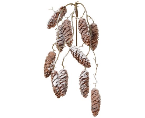 Spray Pinecone W/Snow 22" Hanging Brown/White