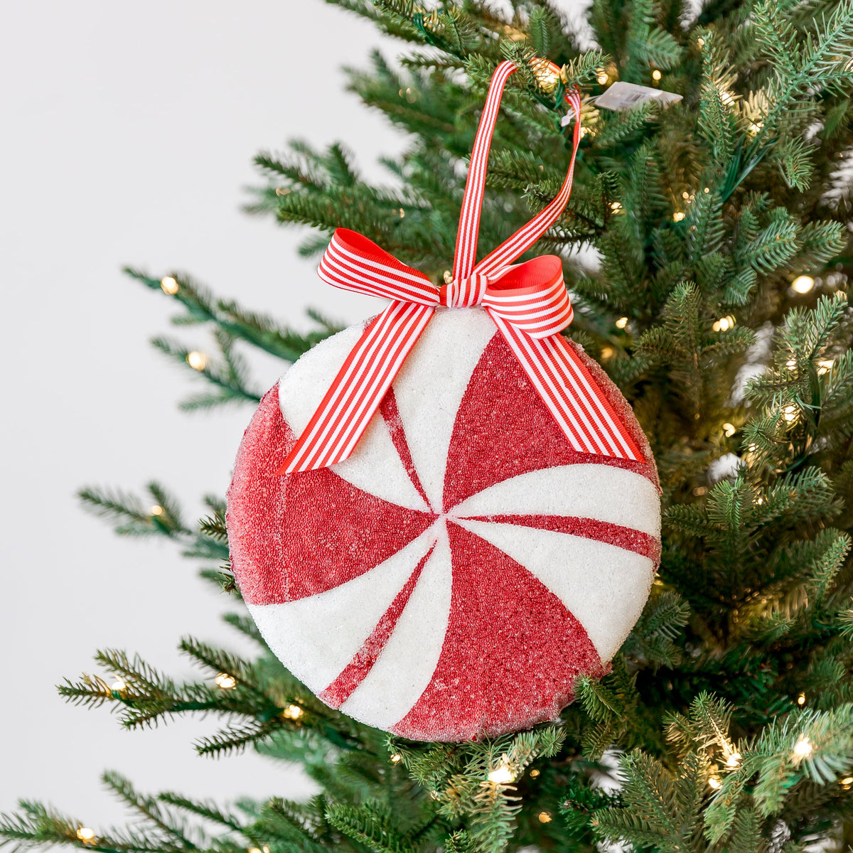 8" Red White Peppermint Ornament
