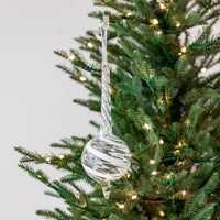 9" Finial Swirl Glass White Clear Ornament Assorted