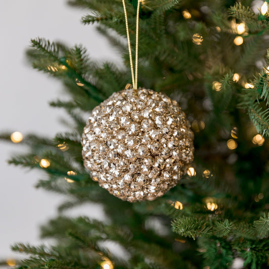 4" Gold Glitter Ball Ornament