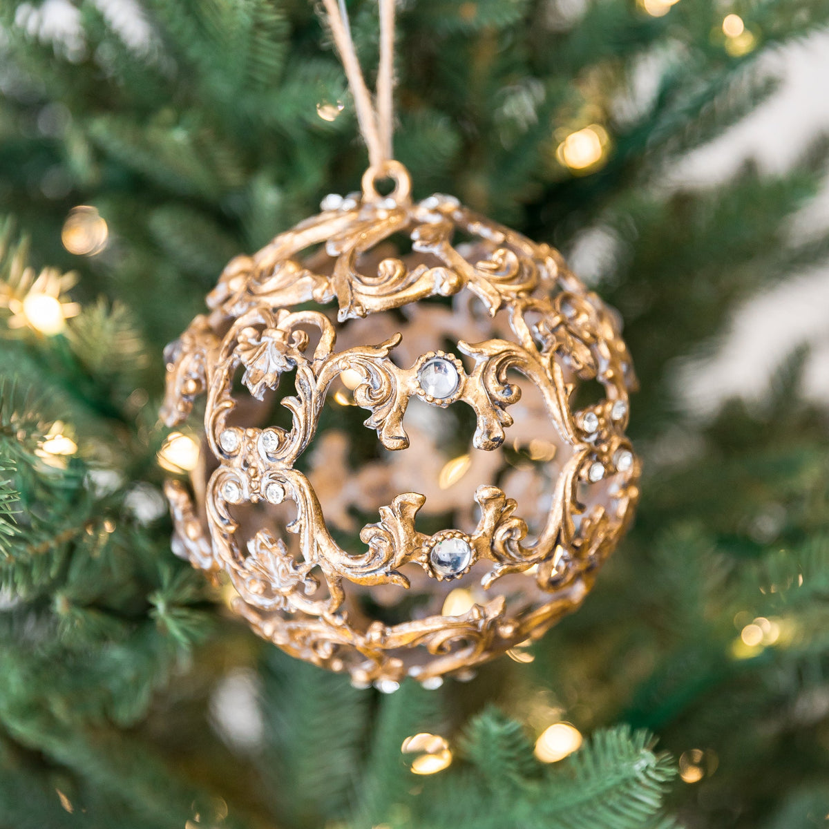 4" Gold Rhinestone Diamond Ornament
