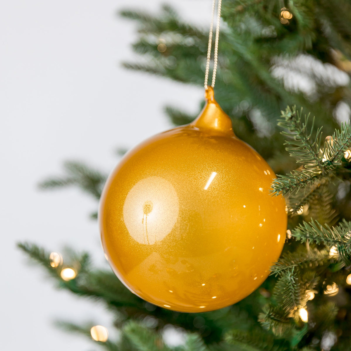 120mm Glitter Yellow Ball Bubblegum Glass Ornament