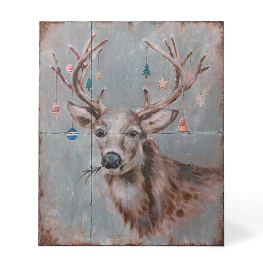 Festive Deer Iron Wall Art