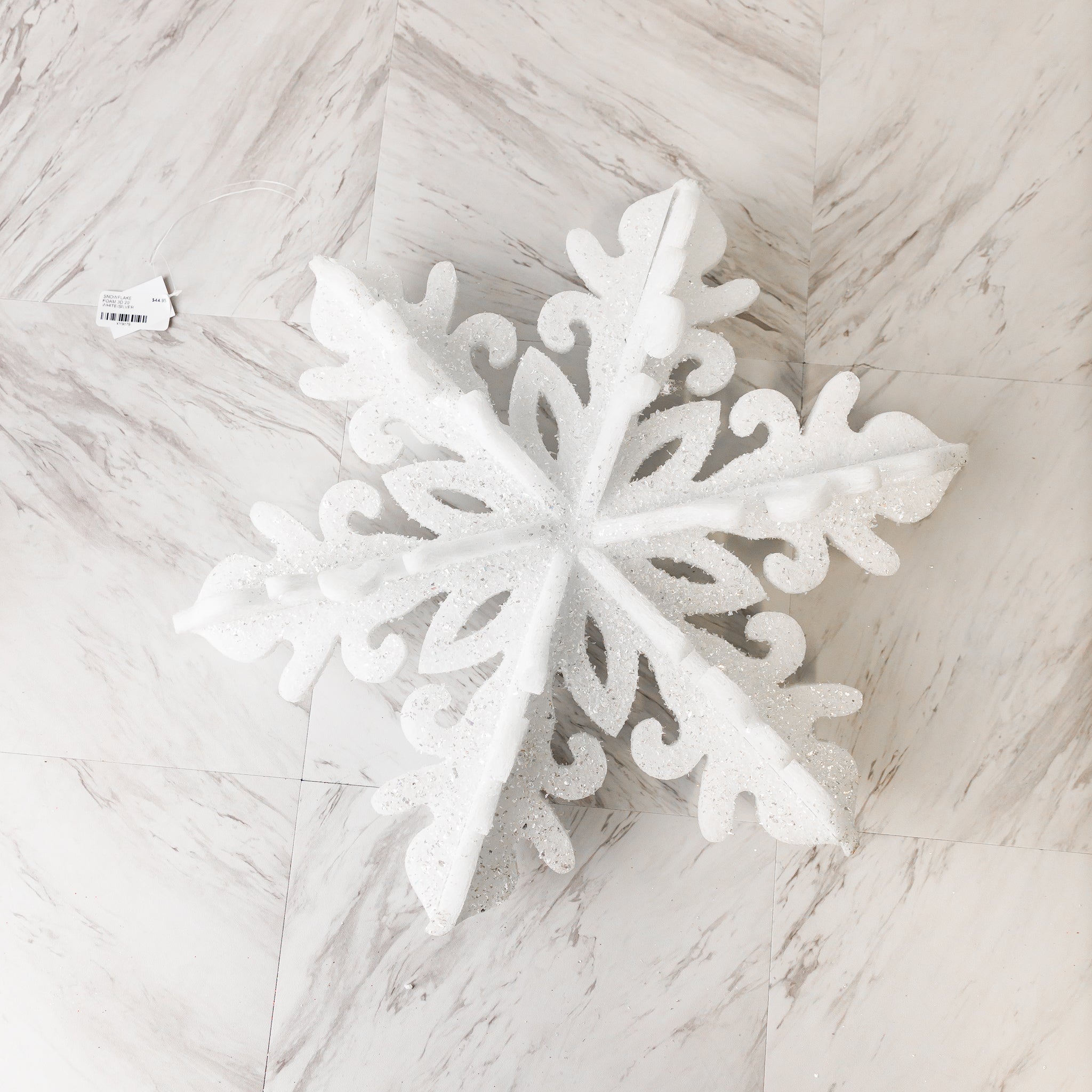20" White Silver 3D Foam Snowflake Ornament