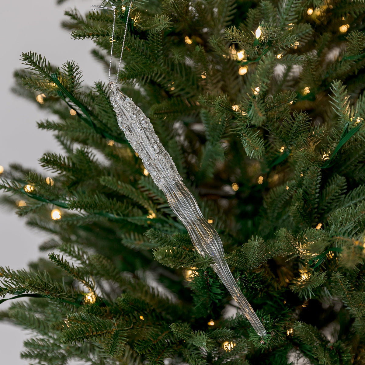 10" Clear Icicle Glass Ornament